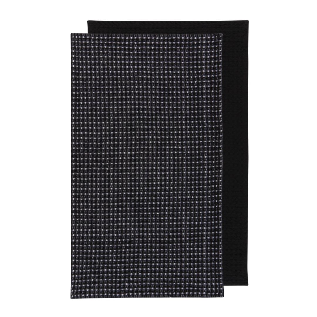 Now Designs Second Spin Black Waffle Tea Towel Set Of 2