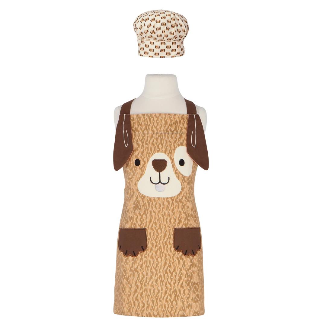 Danica Kids Apron & Chef's Hat Set Brown Dog